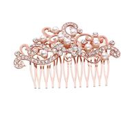 WRITWAA Peigne à Perles Enterrement De Vie De Jeune Fille Décoration De Mariage Policier Accessoires De Cheveux De Mariées Peigne à Cheveux Orné De Bijoux Satin Bandeau Coiffure Doré