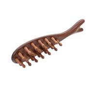 WRITWAA Peigne de massage en bois de santal en soie dorée masseur cuir chevelu en bois pinceau de cuir chevelu pour dreads pinceau Gua Sha Brun foncé