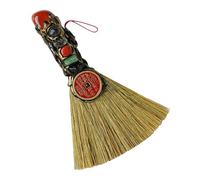 WRITWAA Pendentif Balai de Sorcière en Cristal Naturel Rouge - Mini Décoration Feng Shui pour Autel Accessoire Spirituel D’Halloween Purificateur D’Énergie et Symbole Protecteur