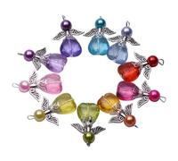 WRITWAA Pendentifs Ange Perles Cœur et Ailes en Argenté Léger Lot de 5 Design Délicat Couleur Aléatoire pour Baptême et Communion