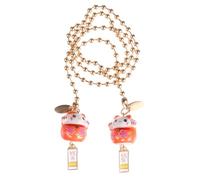 WRITWAA Pendentifs Chat Japonerie Maneki Neko en Céramique Orange, Lot de 2 Ornements Suspendus pour Décoration Intérieure Voiture, Amulette Voiture, Accessoire Rétroviseur Protecteur
