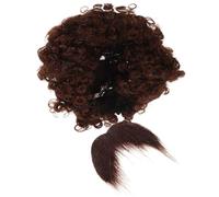 WRITWAA Perruque Afro et Barbe Pirate Marron pour Adultes Set Déguisement Fête Halloween Carnaval Perruque Clown Réaliste et Confortable Accessoires de Costume Thématique