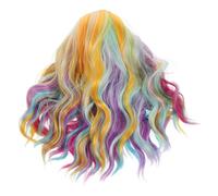 WRITWAA Perruque bouclée de couleur arc-en-ciel Wig Halloween coloré filles de perruque colorées ondulée d'Halloween Fil haute température