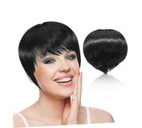 WRITWAA Perruque Courte Bob Wig Synthétique Réaliste Légère et Respirante pour Cosplay Fêtes et Usage Quotidien Style Pixie Polyvalent Noir