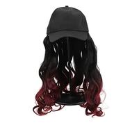 WRITWAA Perruque Longue Bou avec Chapeau à Visière Coiffe pour Femmes et Filles une Seule Pièce