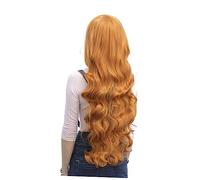 WRITWAA Perruque Orange Longue à Capuche De Perruque Lisse Pour Femmes Accessoires Cheveux Sans Fibres Spécifiques