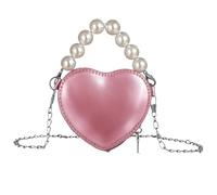 WRITWAA Petit sac à chaîne simple en forme de cœur, pochette à main en PU rose, pratique pour ranger les objets, pour femmes et filles, Fête des mères