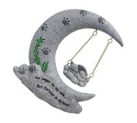 WRITWAA Pierre Commémorative Lune pour Chat en Résine, Décoration de Jardin | Forme Lune, pour Intérieur et Extérieur, Pierre Funéraire pour Chaton, Souvenir et Mémoire