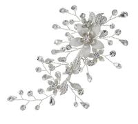 WRITWAA Pince à Cheveux à Fleurs Mariage Argentée Strass en Alliage de Zinc et Fil de Cuivre, Facile à Clipser, Solide et Élégante pour Banquets et Fêtes