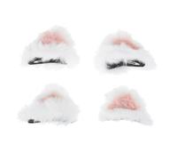 WRITWAA Pince à Cheveux Oreilles de Chat Poilues pour Filles 2 Paires Blanches Accessoires Fête Anniversaire Cosplay Décoration Cheveux Garçon et Filles Pinces Halloween