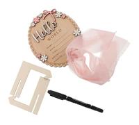 WRITWAA Plaque de Naissance en Bois avec Stylo Panneau D’Annonce de Naissance Garçon ou Fille Décoration Murale Personnalisée pour -Né Tableau Souvenir Shower Accessoire Photo Bébé