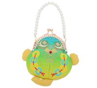 WRITWAA Pochette à Fermoir Perlé Brodée de Fleurs, Style Chinois Vintage | Polyester, Métal et Fausse , Chaîne Assortie, Vert, Usage Voyage et Sorties Quotidiennes