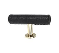 WRITWAA Poignée de Tiroir en Cuir T Bar Confortable Noir Vintage | Poignée Simple Trou en Alliage de Zinc, Texture Cuir Raffinée, pour Salon et Commode