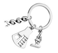 WRITWAA Porte-clés Chimie Moléculaire en Métal Léger, Pendentif Microscope et Adn, Accessoires Porte-clés pour Professeur de Sciences et Biologistes, Présent Scientifique Original