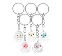 WRITWAA Porte-Clés Mini Pieuvre Lumineux en Résine Créative pour Paquet à Main et Paquet à Dos, Lot de 5 Pièces, Design Kawaii, Dimensions 8,3 X 2,5 X 0,9 CM, pour Décoration