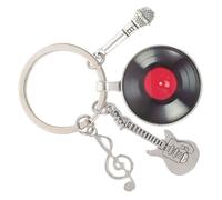 WRITWAA Porte Clés Musique Rétro Compact avec Micro et Guitare et Portable pour Amateurs de Vinyles et de Musique