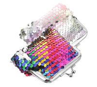 WRITWAA Porte-Monnaie à Paillettes Double Face Fermeture Kiss, Lot de 2 Mini Porte-Monnaie Compacts pour Femmes, pour Soirée et Usage Quotidien, Dimensions 3.54x3.54 Pouces