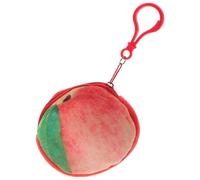 WRITWAA Porte-Monnaie Peluche Mini Portefeuille Zippé avec Porte-clés Design Kawaii pour Filles Modèle Pêche Accessoire Pratique Et Adorable