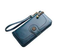 WRITWAA Portefeuille Femme en Cuir PU Zippé Multifonctionnel 3 Volets Paquet à Main Long Sorties Pochettes pour Cartes et Téléphone