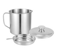 WRITWAA Pot à Huile Ménager en Acier Inoxydable 410 avec Passoire Intégrée, Capacité 1,8l, Manche en Acier Robuste Récipient à Graisse Filtrant Cuisine et Friture, Facile à Utiliser