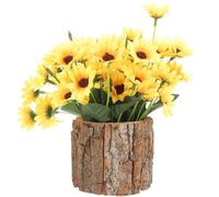 WRITWAA Pot de Fleurs en Bois Massif Rustique Pot en Écorce Naturel pour Plantes Succulentes Support Décoratif pour Petites Plantes D’Intérieur et Jardin Style Champêtre Taille Basse