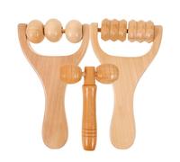 WRITWAA Rouleau de Massage Dorsal en Bois Portable sans Bavures Trois Billes Rondes pour Réflexologie Plantaire et Massage des Ischio-jambiers, pour Hôtel et Soins Traditionnels Chinois