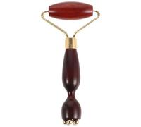 WRITWAA Rouleau de massage pour les yeux - Rouleau en bois de santal massif avec perles en laiton - Outil de massage facial pour soulager les poches sous les yeux et les soins de la peau