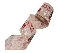 WRITWAA Ruban de Noël Imprimé avec Bord Filaire Imitation Lin pour Décoration Festive et Bricolage Créatif
