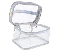 WRITWAA Sac De Cosmétiques Transparent Double Trousse De Voyage pour Produits De Toilette Pochette De Transport Portable avec Poignée