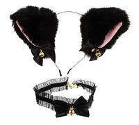 WRITWAA Serrage- Oreilles De Chat Cloche Et En Dentelle 1 Pièce Accessoire De Fête Adorable Pour Filles Cosplay Et Maquillage Événements Déguisements