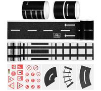 WRITWAA Set de Rubans Adhésifs Routes et Voies Ferrées pour Garçon Fille Autocollants DIY pour Voitures Jouets Décorations Éducatives de Signalisation Routière Coffret Créatif Garçon