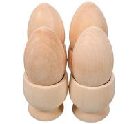 WRITWAA Support à Œufs en Bois Non Peint de Tasse, 4 Sets Robustes pour Décoration Rustique de Pâques et Activités DIY pour Garçon et Filles