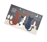 WRITWAA Tapis Antidérapant Absorbant Motif Chat Paillasson de Porte 40 X 60 CM Tissé Jacquard Dacron Tapis de Sol pour Salle de Bain Cuisine Lavable et Léger
