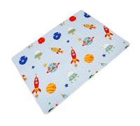 WRITWAA Tapis de pour Bébé 100X130 CM en Coton Bleu Tapis D’Éveil Anti-Éclaboussures pour Chaise Haute pour Repas et Activités pour Nourrissons et Espaces de Sécurisés
