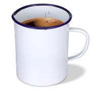 WRITWAA Tasse à Mesurer Émaillée Rétro 1000ml Anse Ergonomique | Graduations Intégrées, Fond Plat Stable, Blanc Élégant, pour Camping, Bureau et Usage Quotidien