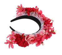 WRITWAA -tête fleuri : -tête à fleurs roses rouges pour Halloween - -tête floral imitation pour femmes et filles - Guirlande de cheveux de fête pour accessoires photo