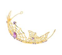 WRITWAA Tiara couronne d'Halloween casque de couronne de costumes gothique Tiare de costume bandeau toile d'araignée diadème d'or métalliques Doré