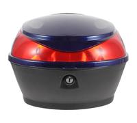 WRITWAA Valise pour Moto Verrouillable Bleu Panier, Coffre Arrière Grand Volume, Plastique Robuste, Compatible Scooter, Usage Urbain et Balade, Stockage Sécurisé pour Casque et Effets