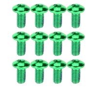 WRITWAA Vis de Frein en Acier Titane Vert 12pcs pour Vélo de Montagne, Résistance la Température et Haute Solidité, pour Disques de Frein de Vélos de Randonnée