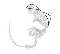 WRITWAA With Adjustable Elastic Strap For Women Rhinestone Venetian Mask For Prom Ball Mardi Gras Halloween Carnival And Fancy Party