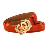 WRJAHCG Ceinture Femmes Cliquet Fine, Ceintures Blanche Femme Mode, Ceinture Réglable en Cuir Décontractée Boucle Automatique en Alliage à Motif Cœur,Rouge,120CM/47.3''