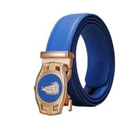 WRJAHCG Ceinture Homme, Ceinture Cliquet CowBoy Décontractée, Ceinture Réglable en Cuir Véritable avec Boucle Automatique en Alliage à Motif de Bateau Décorative,Bleu,115CM/45.3''
