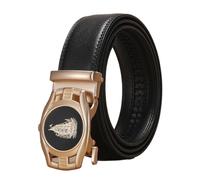 WRJAHCG Ceinture Homme, Ceinture Cliquet CowBoy Décontractée, Ceinture Réglable en Cuir Véritable avec Boucle Automatique en Alliage à Motif de Bateau Décorative,Noir,100CM/39.4''