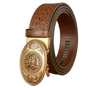 WRJAHCG Ceinture Homme, Ceinture Cliquet de CowBoy Western, Ceinture en Cuir avec Tête de Dragon Boucle Ovale en Alliage Ceinture à Motif Crocodile,Brown a,120CM/47.3''