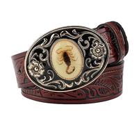 WRJAHCG Ceinture Homme, Western Cowboy Ceinture, Ceinture de Nouveauté, Ceinture Animal Scorpion Glow-in-the-Dark vintage en relief, Pour Robe Jeans,Reddish brown,130CM/51.2''