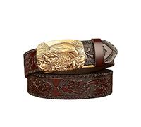 WRJAHCG Ceinture hommes, Western Denim Belt, ceinture en cuir véritable avec boucle d'aigle en cuivre pur pour hommes, femmes, ceinture de jeans de personnalité,Marron,120CM/47.3''