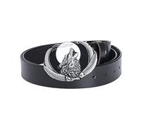 WRJAHCG Ceinture pour homme, boucle de ceinture à tête de loup viking nordique Howling Wolf Moon Belt Western Cowboy Belt,Blanc,90CM/35.43''