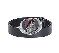 WRJAHCG Ceinture pour homme, boucle de ceinture à tête de loup viking nordique Howling Wolf Moon Belt Western Cowboy Belt,Rouge,120CM/47.3''