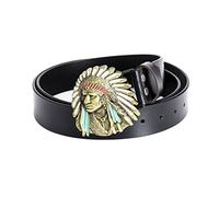 WRJAHCG Ceinture Western, Boucle De Ceinture Amérindienne En Cuir Véritable, Ceintures De Mode Populaires D'amérique Du Nord Et Du Sud,Gold black,120CM/47.3''