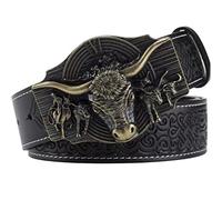 WRJAHCG Ceinture western pour cow-boy,Ceinture de cow-boy vintage à longue corne Bull Rodeo Western,Bronze black,130CM/51.2''